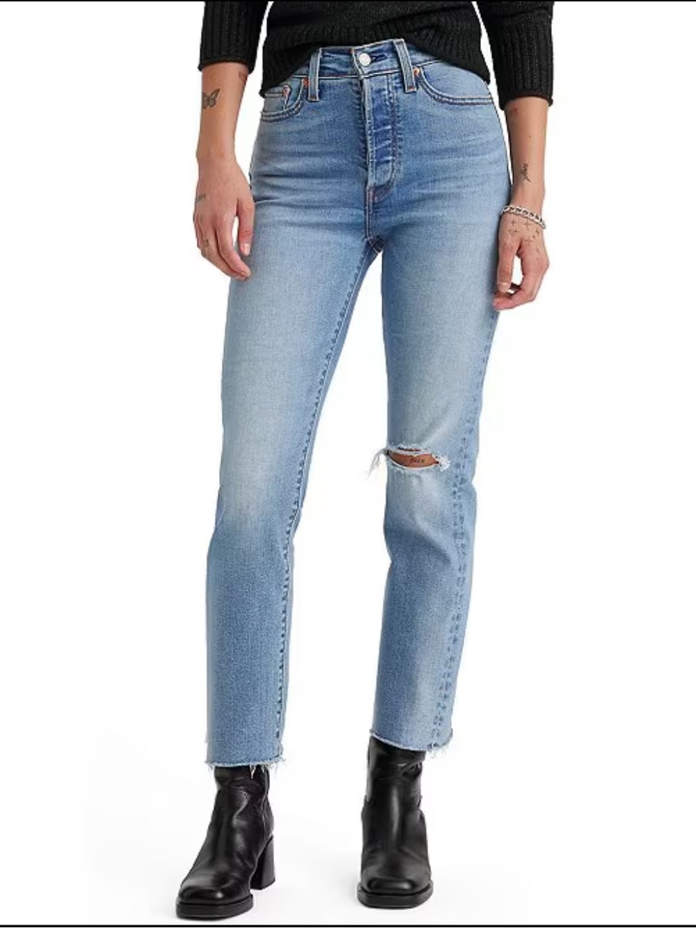 Levi’s Wedgie Skinny High-Rise Distressed Light Wash Jeans Size 28
